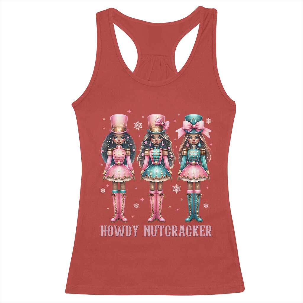 Howdy Nutcracker Cowgirl Christmas Western Country Racerback Tank Top - Print Your Wear
