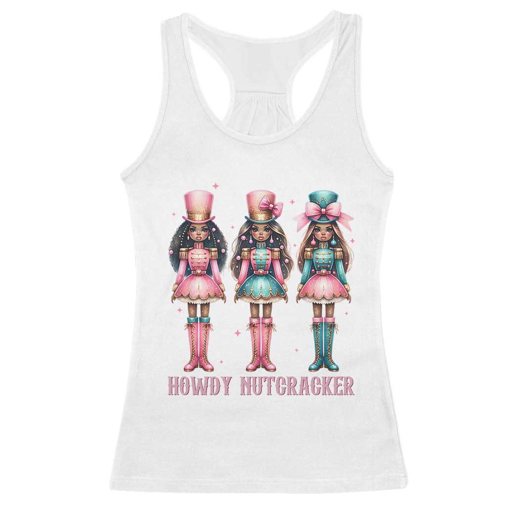Howdy Nutcracker Cowgirl Christmas Western Country Racerback Tank Top - Print Your Wear