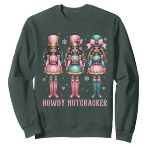 Howdy Nutcracker Cowgirl Christmas Western Country Sweatshirt TS14 Dark Forest Green Print Your Wear