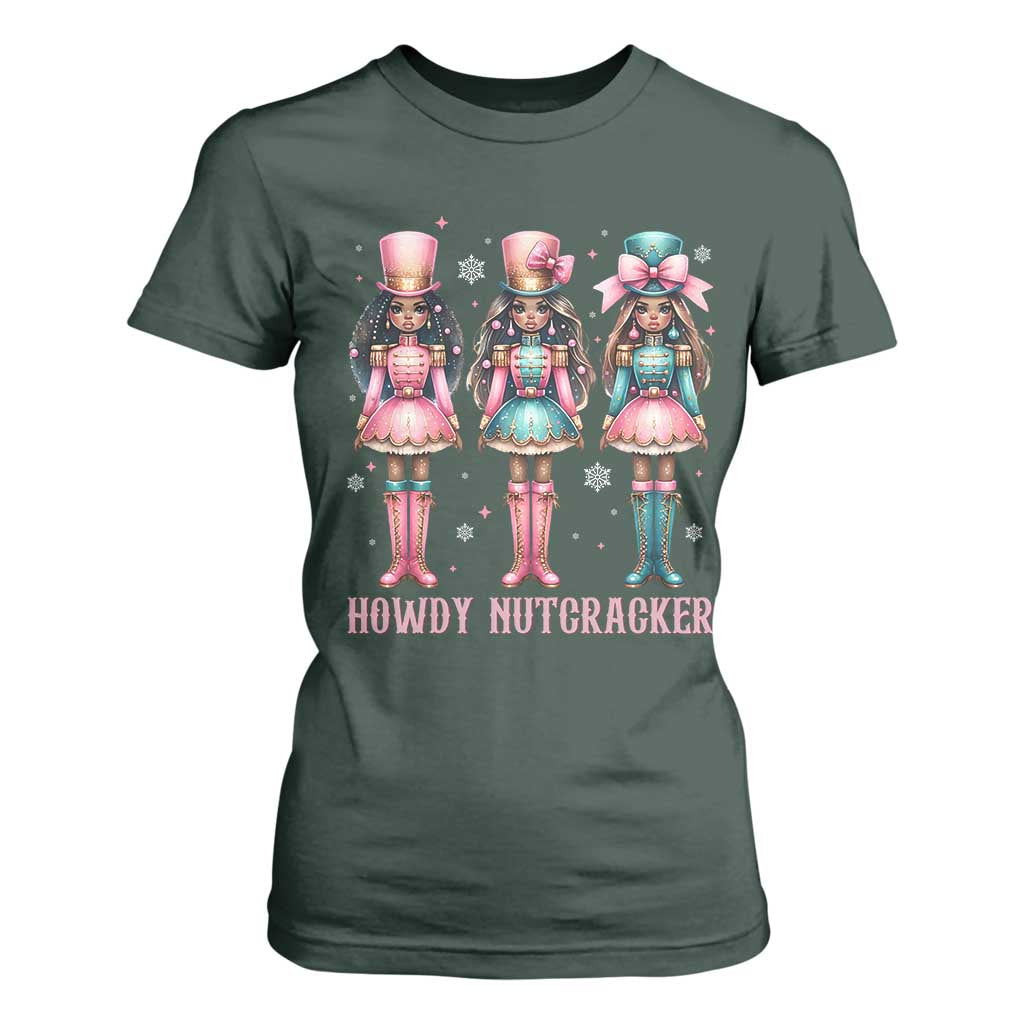 Howdy Nutcracker Cowgirl Christmas Western Country T Shirt For Women TS14 Dark Forest Green Print Your Wear