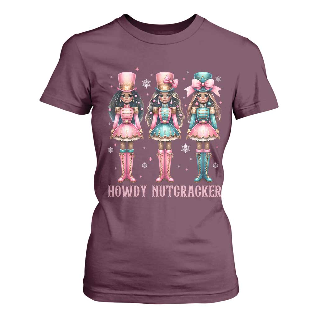 Howdy Nutcracker Cowgirl Christmas Western Country T Shirt For Women TS14 Maroon Print Your Wear