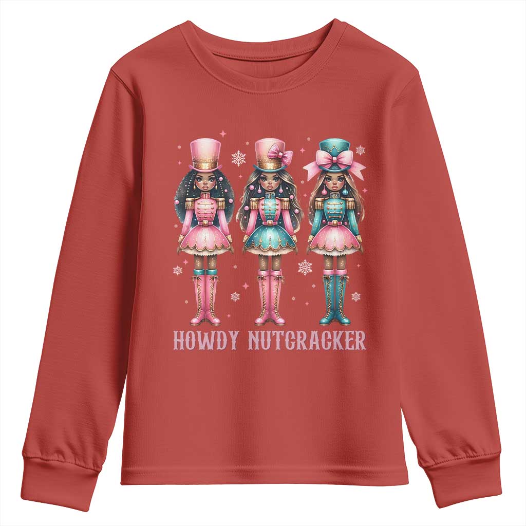 Howdy Nutcracker Cowgirl Christmas Western Country Youth Sweatshirt TS14 Red Print Your Wear