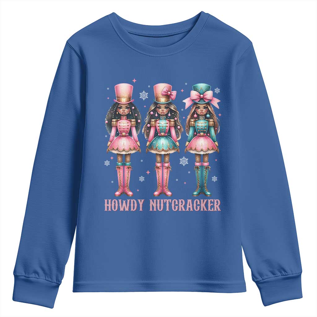 Howdy Nutcracker Cowgirl Christmas Western Country Youth Sweatshirt TS14 Royal Blue Print Your Wear