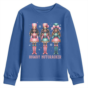 Howdy Nutcracker Cowgirl Christmas Western Country Youth Sweatshirt TS14 Royal Blue Print Your Wear