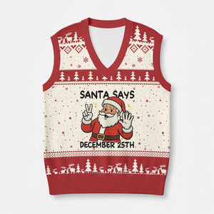 Santa Xmas December 25th Season V-Neck Knit Sweater Vest TS14 Beige Red Print Your Wear