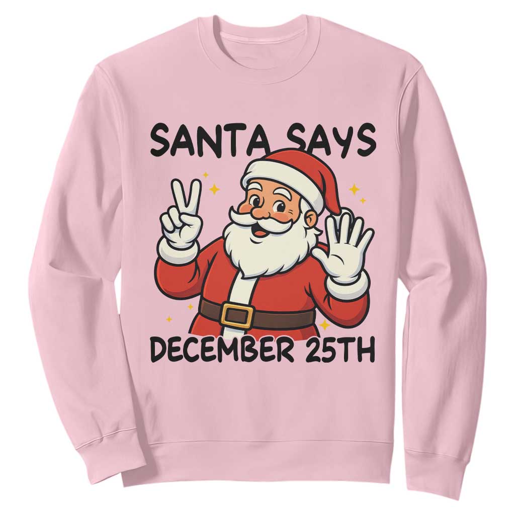 Santa Christmas December 25th Season Sweatshirt TS14 Light Pink Print Your Wear