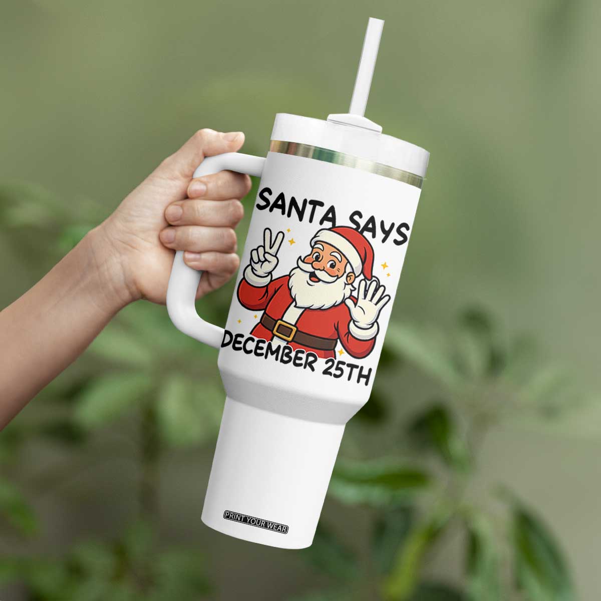 Santa Christmas December 25th Season Tumbler With Handle TS14 Print Your Wear