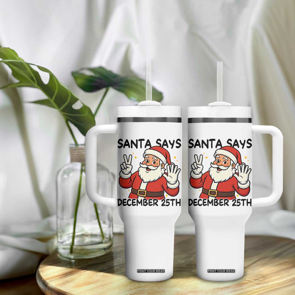 Santa Christmas December 25th Season Tumbler With Handle TS14 Print Your Wear