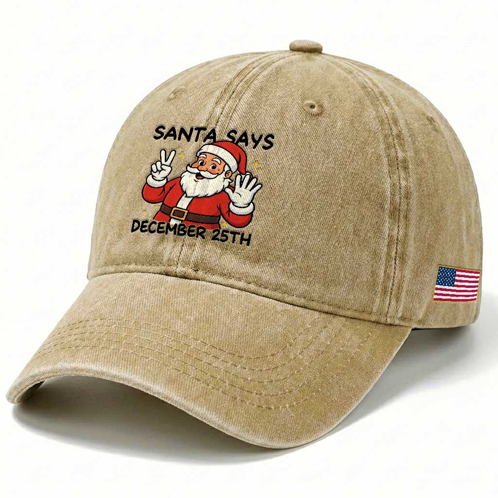 Santa Christmas December 25th Season Washed Cotton Baseball Cap TS14 Print Your Wear