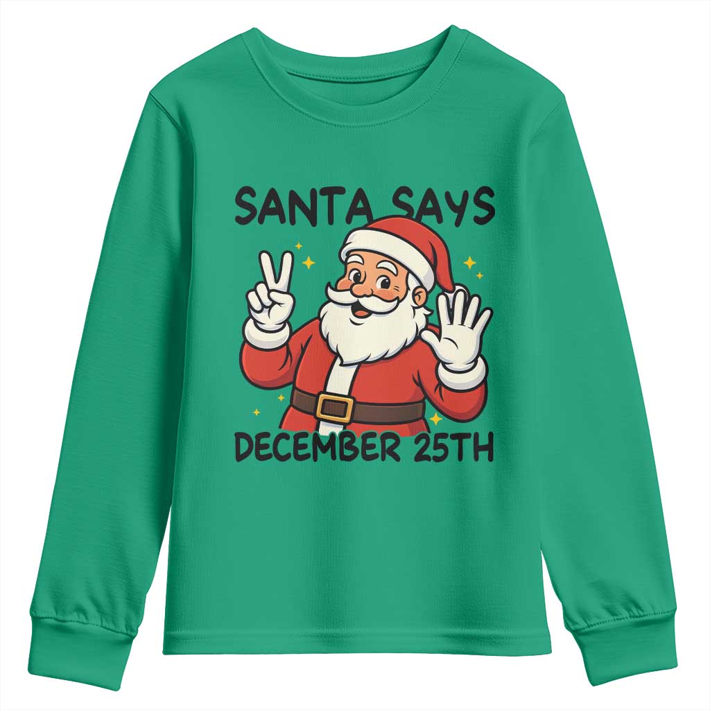 Santa Christmas December 25th Season Youth Sweatshirt TS14 Irish Green Print Your Wear