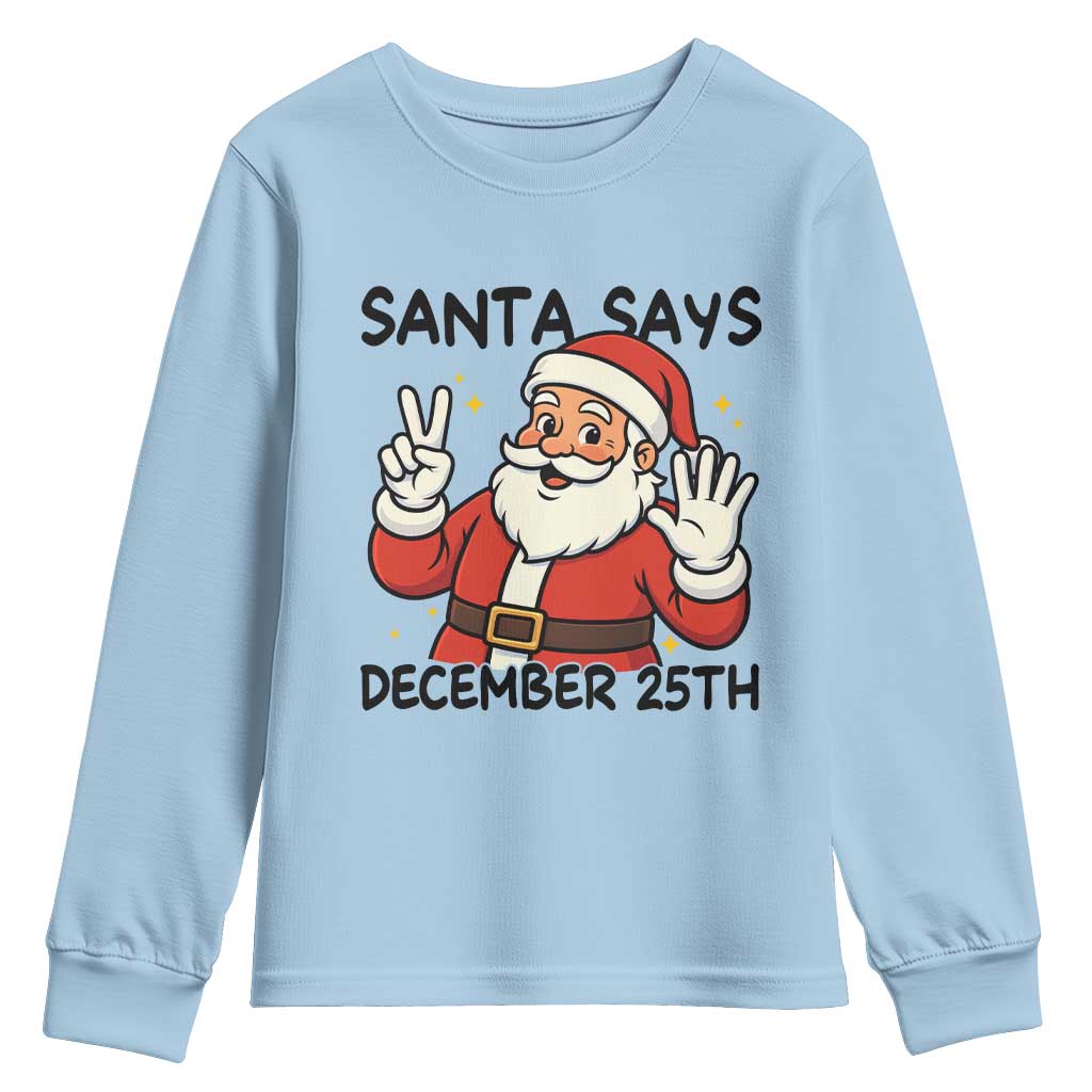 Santa Christmas December 25th Season Youth Sweatshirt TS14 Light Blue Print Your Wear