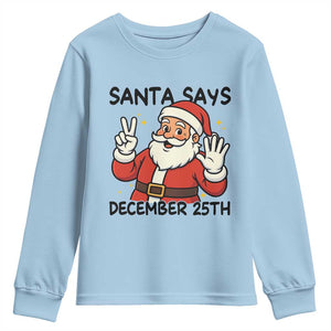 Santa Christmas December 25th Season Youth Sweatshirt TS14 Light Blue Print Your Wear