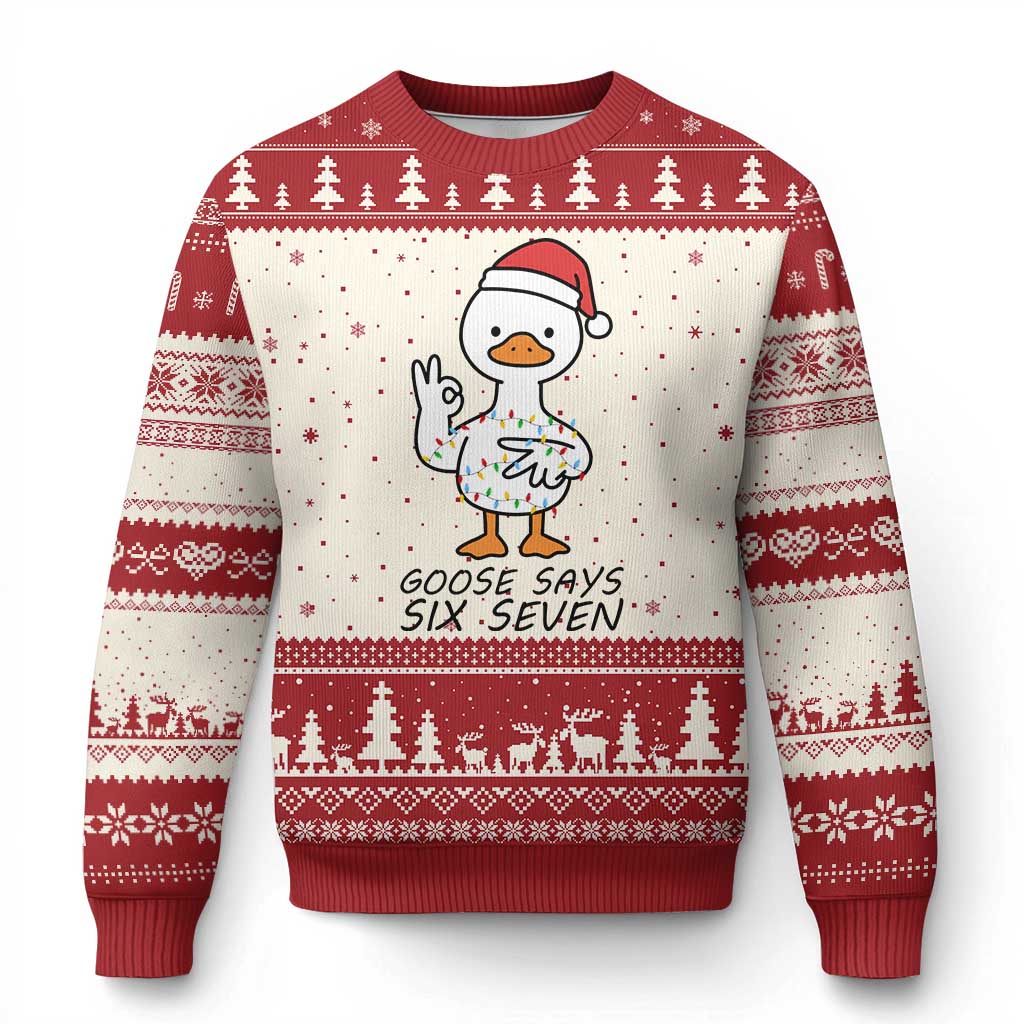 67 Six Seven Chirtsmas Meme Ugly Christmas Sweater Funny Silly Goose TS14 Beige Red Print Your Wear