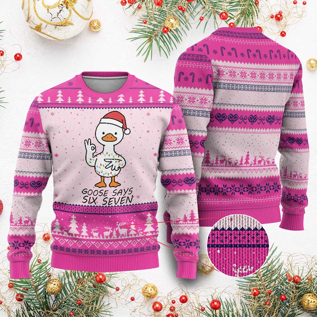 67 Six Seven Chirtsmas Meme Ugly Christmas Sweater Funny Silly Goose TS14 Hot Pink Print Your Wear