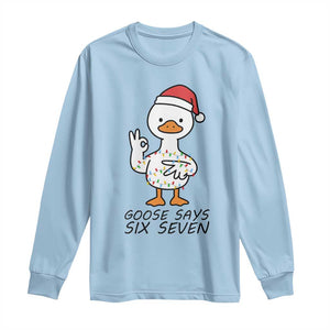 67 Six Seven Chirtsmas Meme Long Sleeve Shirt Funny Silly Goose TS14 Light Blue Print Your Wear