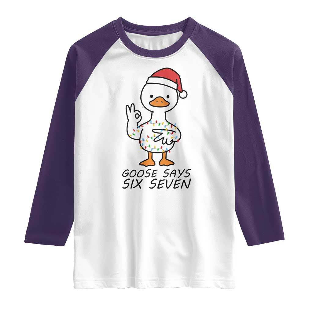 67 Six Seven Chirtsmas Meme Raglan Shirt Funny Silly Goose TS14 White Purple Print Your Wear