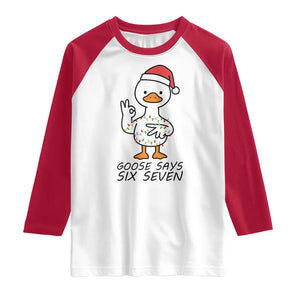 67 Six Seven Chirtsmas Meme Raglan Shirt Funny Silly Goose TS14 White Red Print Your Wear