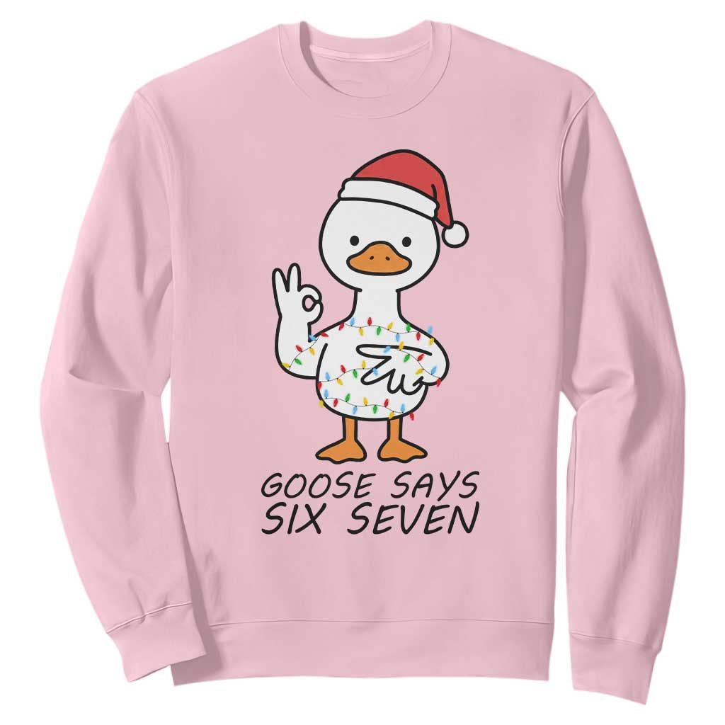 67 Six Seven Chirtsmas Meme Sweatshirt Funny Silly Goose TS14 Light Pink Print Your Wear
