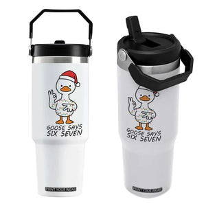 67 Six Seven Chirtsmas Meme Flip Straw Tumbler Funny Silly Goose TS14 One Size: 30 oz White Print Your Wear