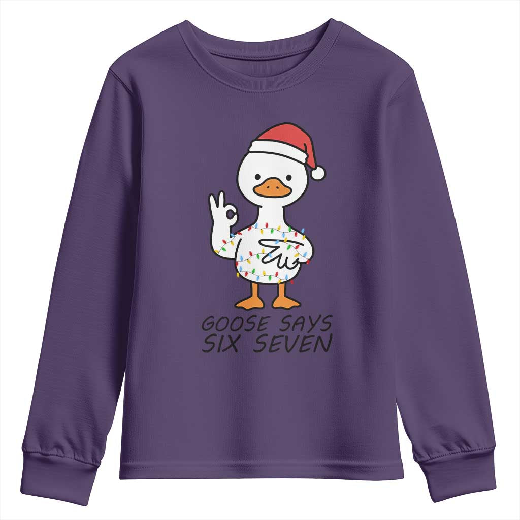 67 Six Seven Chirtsmas Meme Youth Sweatshirt Funny Silly Goose TS14 Purple Print Your Wear