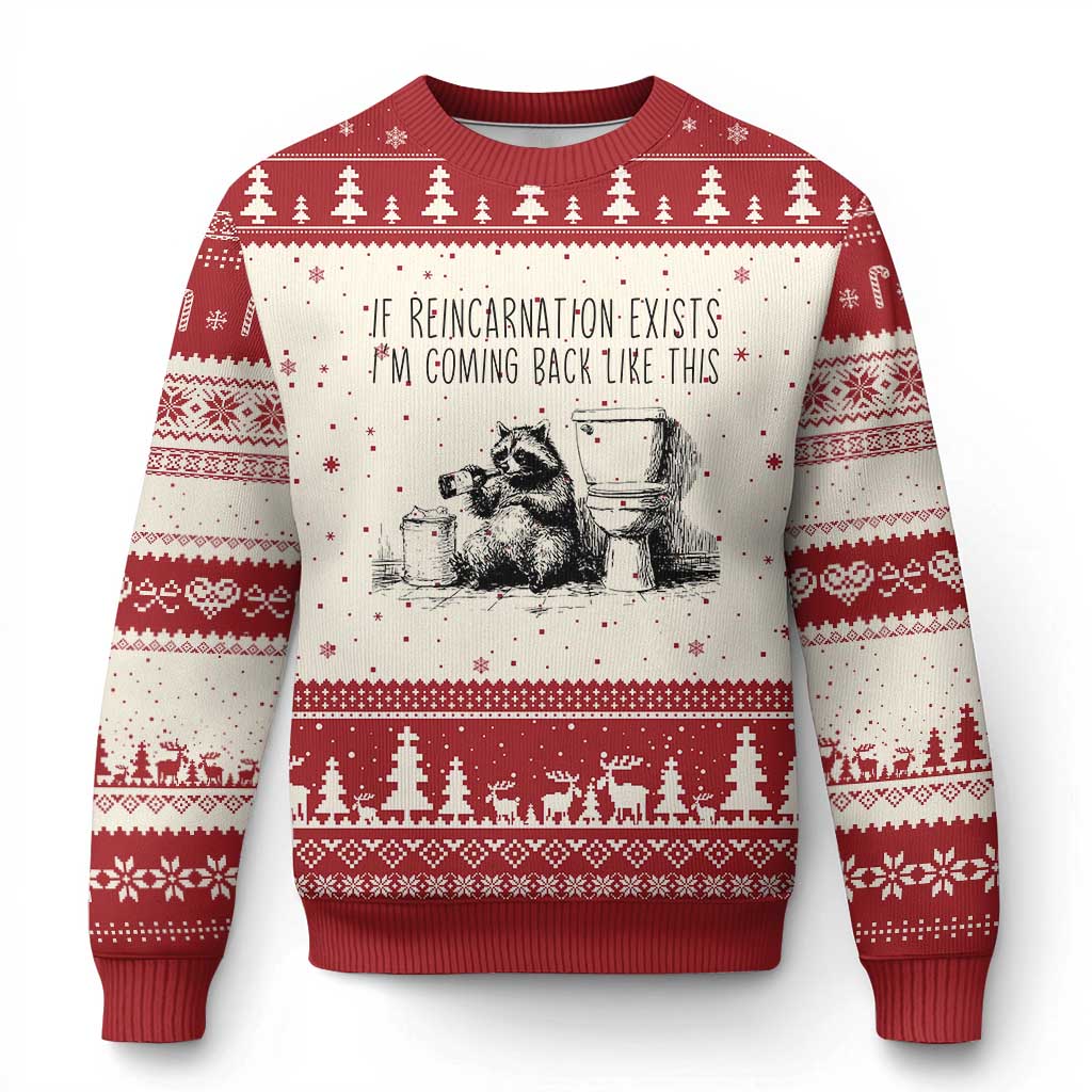 Funny Drunk Raccoon Ugly Christmas Sweater Trashed Panda Meme TS14 Beige Red Print Your Wear