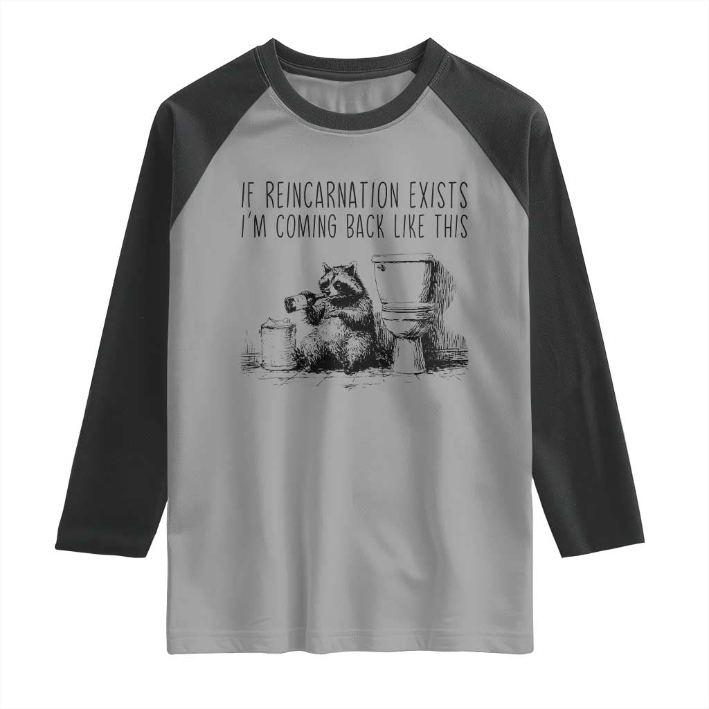 Funny Drunk Raccoon Raglan Shirt Trashed Panda Meme TS14 Sport Gray Black Print Your Wear