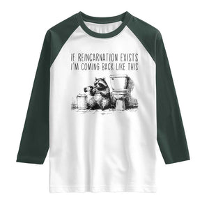 Funny Drunk Raccoon Raglan Shirt Trashed Panda Meme TS14 White Dark Forest Green Print Your Wear