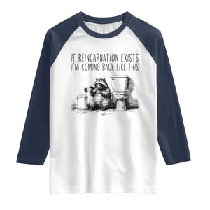 Funny Drunk Raccoon Raglan Shirt Trashed Panda Meme TS14 White Navy Print Your Wear