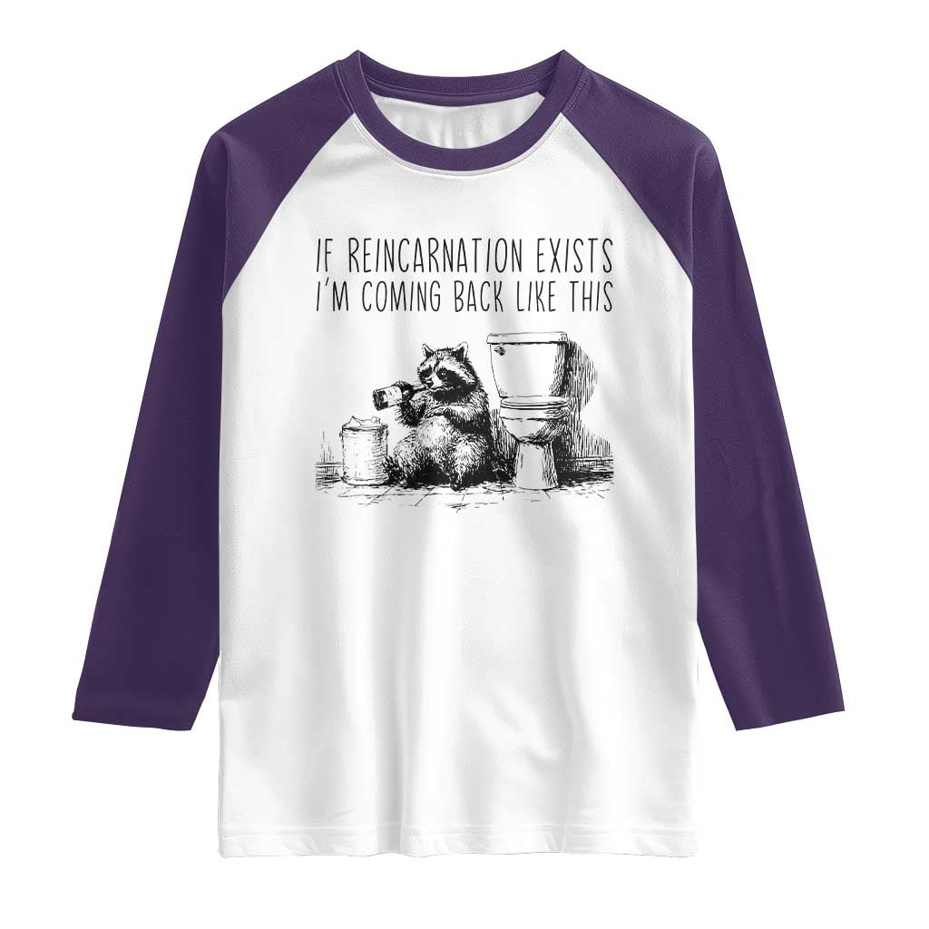 Funny Drunk Raccoon Raglan Shirt Trashed Panda Meme TS14 White Purple Print Your Wear