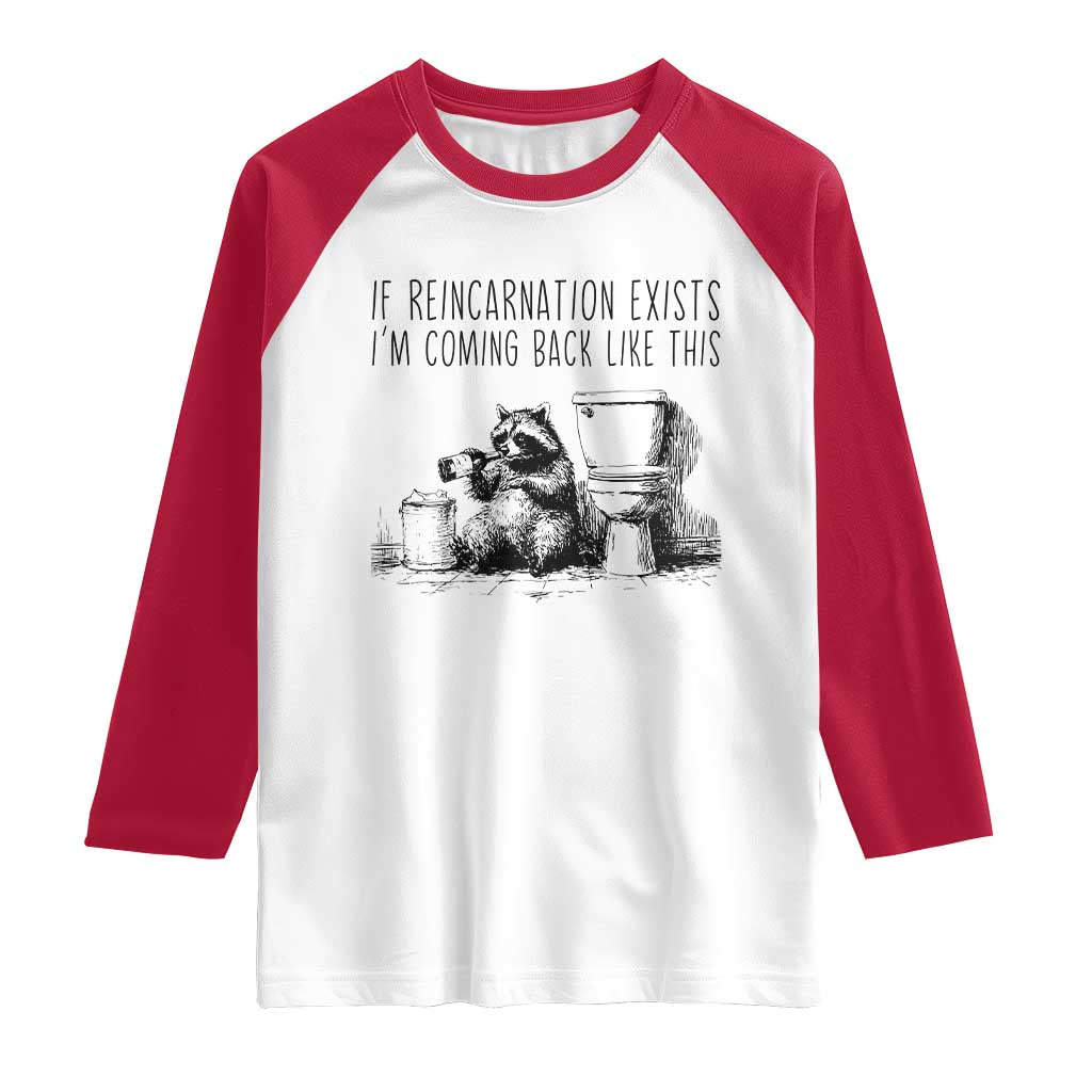 Funny Drunk Raccoon Raglan Shirt Trashed Panda Meme TS14 White Red Print Your Wear