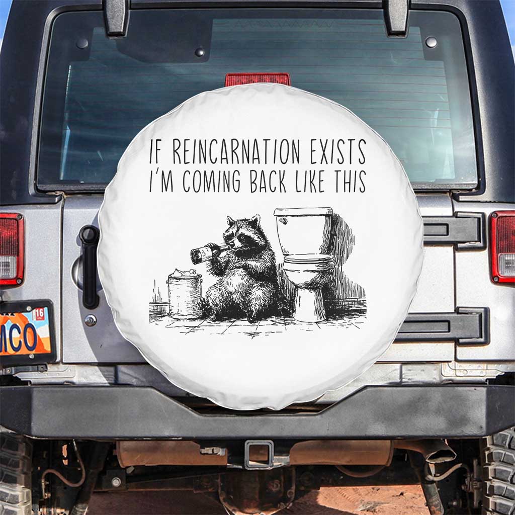 Funny Drunk Raccoon Spare Tire Cover Trashed Panda Meme TS14 No hole White Print Your Wear