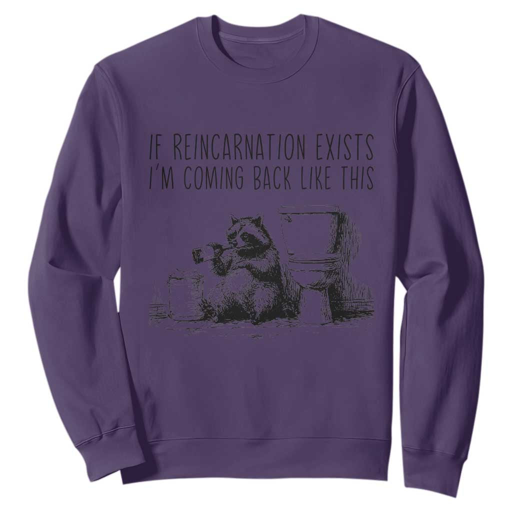 Funny Drunk Raccoon Sweatshirt Trashed Panda Meme TS14 Purple Print Your Wear