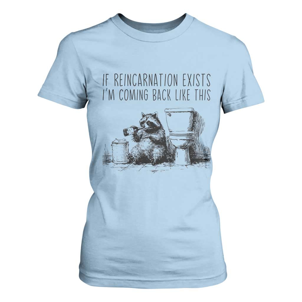 Funny Drunk Raccoon T Shirt For Women Trashed Panda Meme TS14 Light Blue Print Your Wear