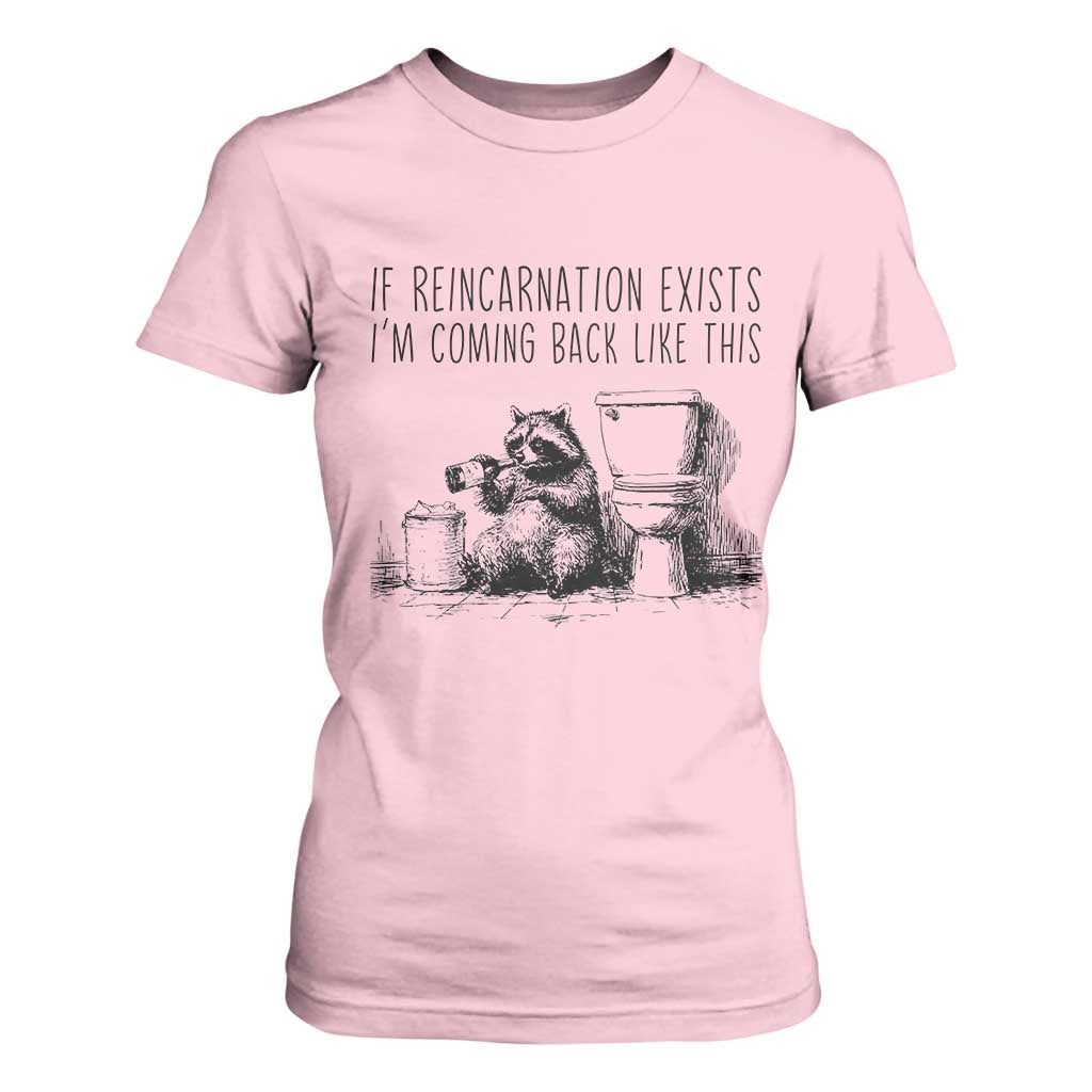 Funny Drunk Raccoon T Shirt For Women Trashed Panda Meme TS14 Light Pink Print Your Wear