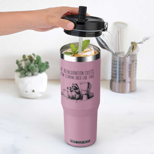 Funny Drunk Raccoon Flip Straw Tumbler Trashed Panda Meme TS14 One Size: 30 oz Light Pink Print Your Wear