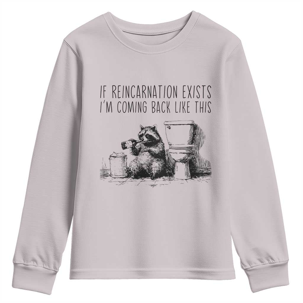 Funny Drunk Raccoon Youth Sweatshirt Trashed Panda Meme TS14 Ice Gray Print Your Wear