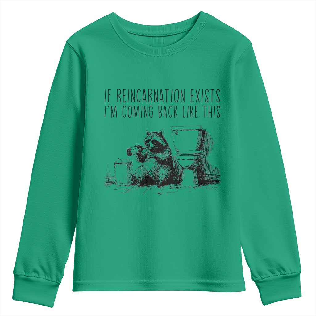 Funny Drunk Raccoon Youth Sweatshirt Trashed Panda Meme TS14 Irish Green Print Your Wear