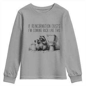 Funny Drunk Raccoon Youth Sweatshirt Trashed Panda Meme TS14 Sport Gray Print Your Wear