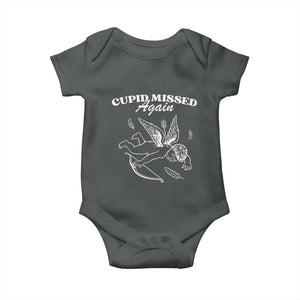 Funny Anti Valentine Baby Onesie Cupid Missed Again TS14 Dark Heather Print Your Wear