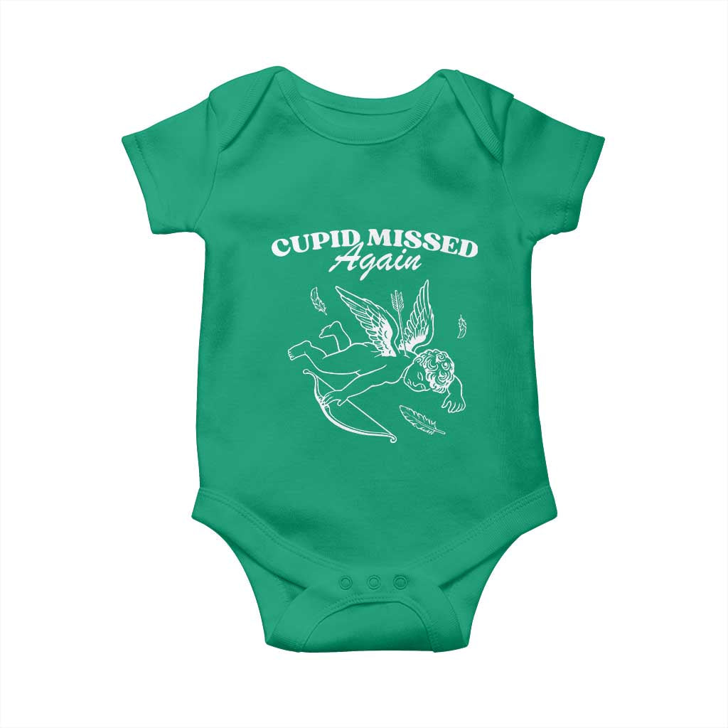 Funny Anti Valentine Baby Onesie Cupid Missed Again TS14 Irish Green Print Your Wear