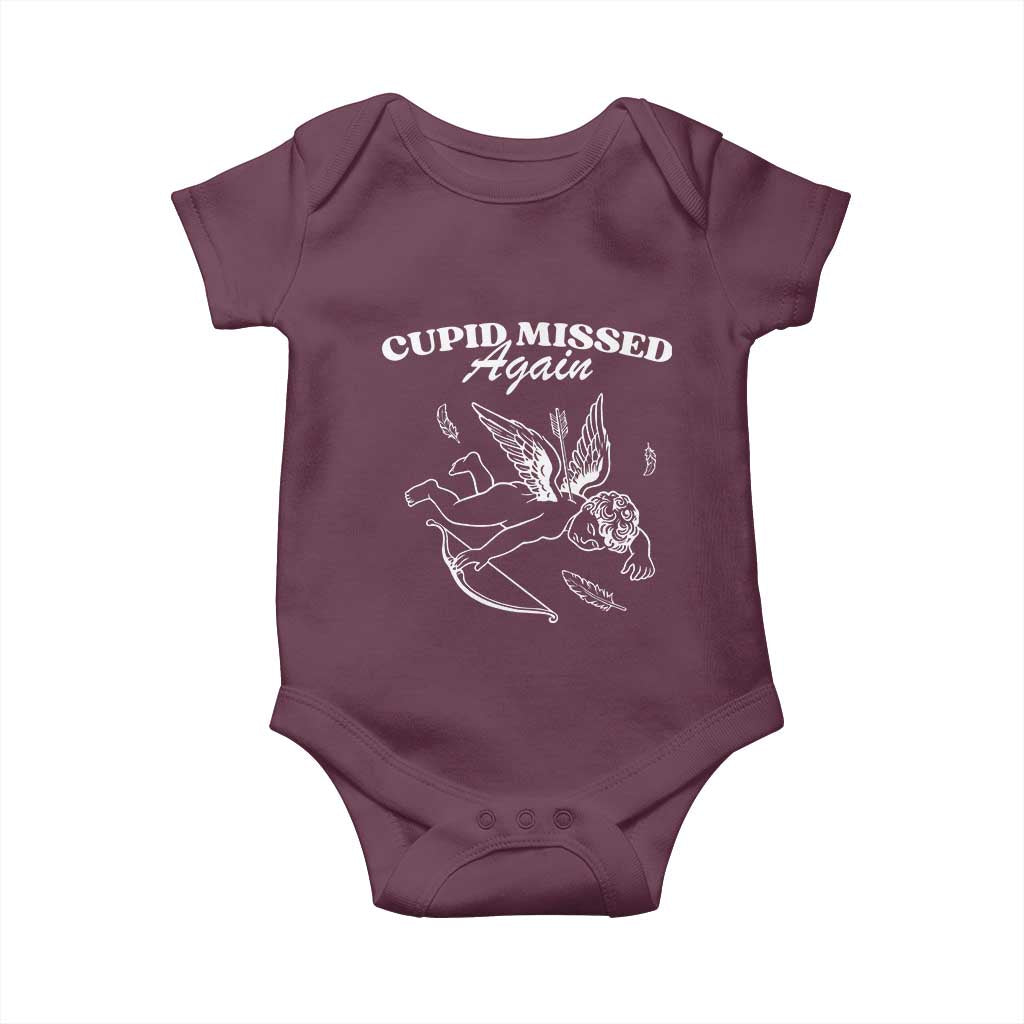 Funny Anti Valentine Baby Onesie Cupid Missed Again TS14 Maroon Print Your Wear