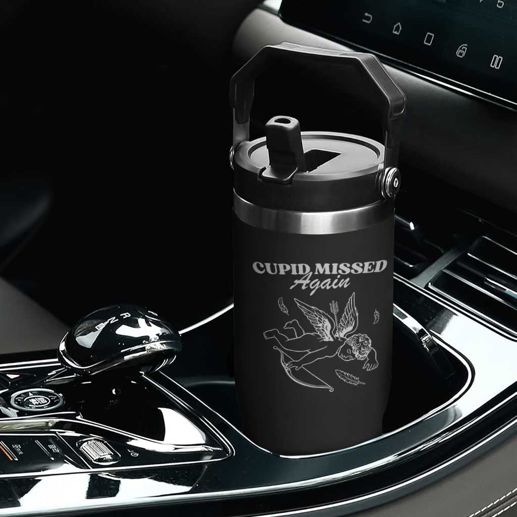 Funny Anti Valentine Flip Straw Tumbler Cupid Missed Again TS14 Print Your Wear