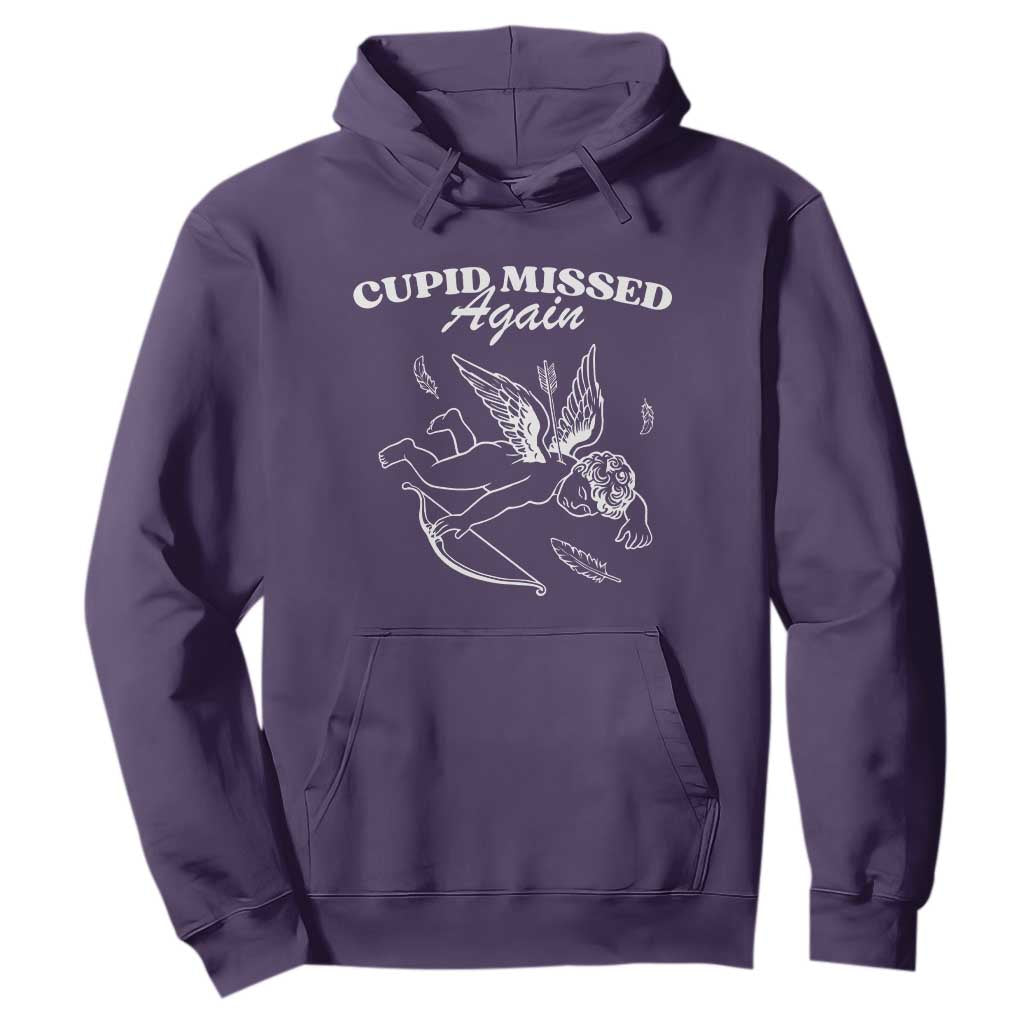 Funny Anti Valentine Hoodie Cupid Missed Again TS14 Purple Print Your Wear
