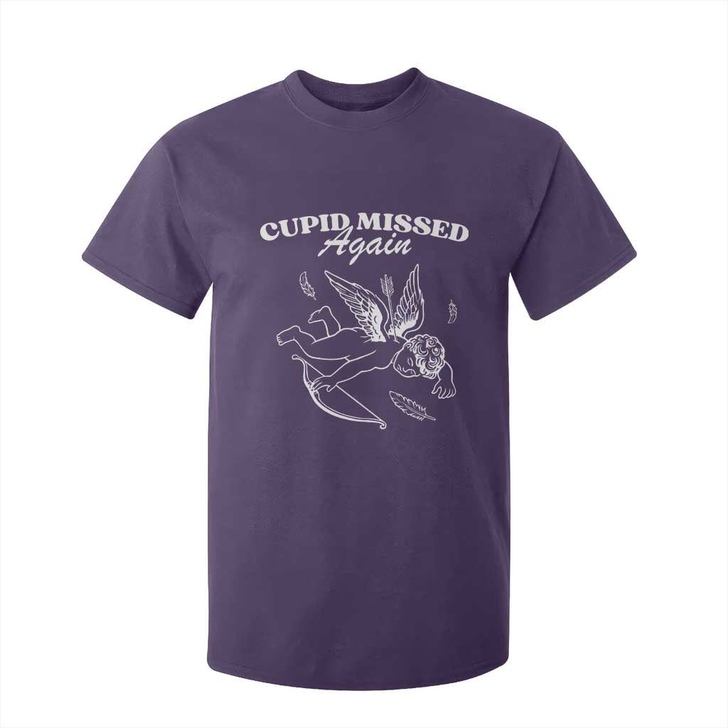 Funny Anti Valentine T Shirt For Kid Cupid Missed Again TS14 Purple Print Your Wear