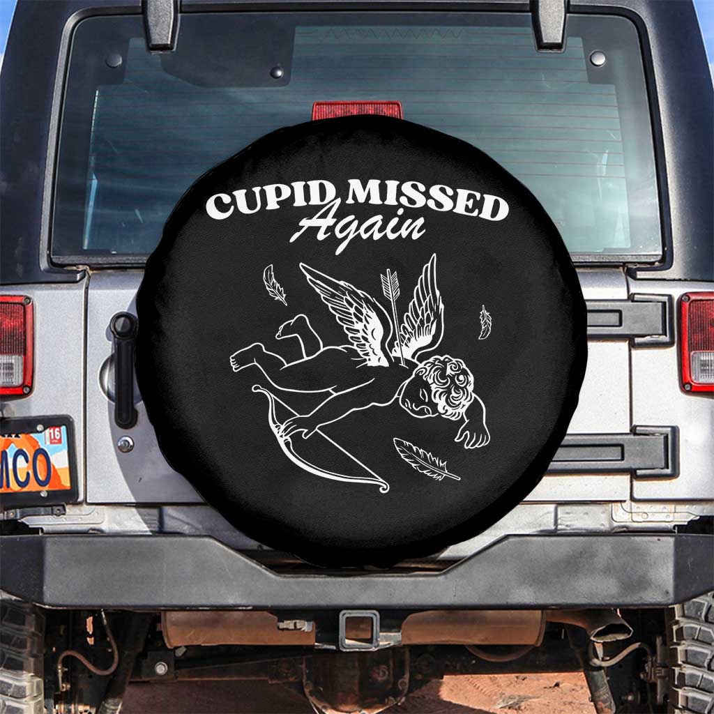 Funny Anti Valentine Spare Tire Cover Cupid Missed Again TS14 No hole Black Print Your Wear