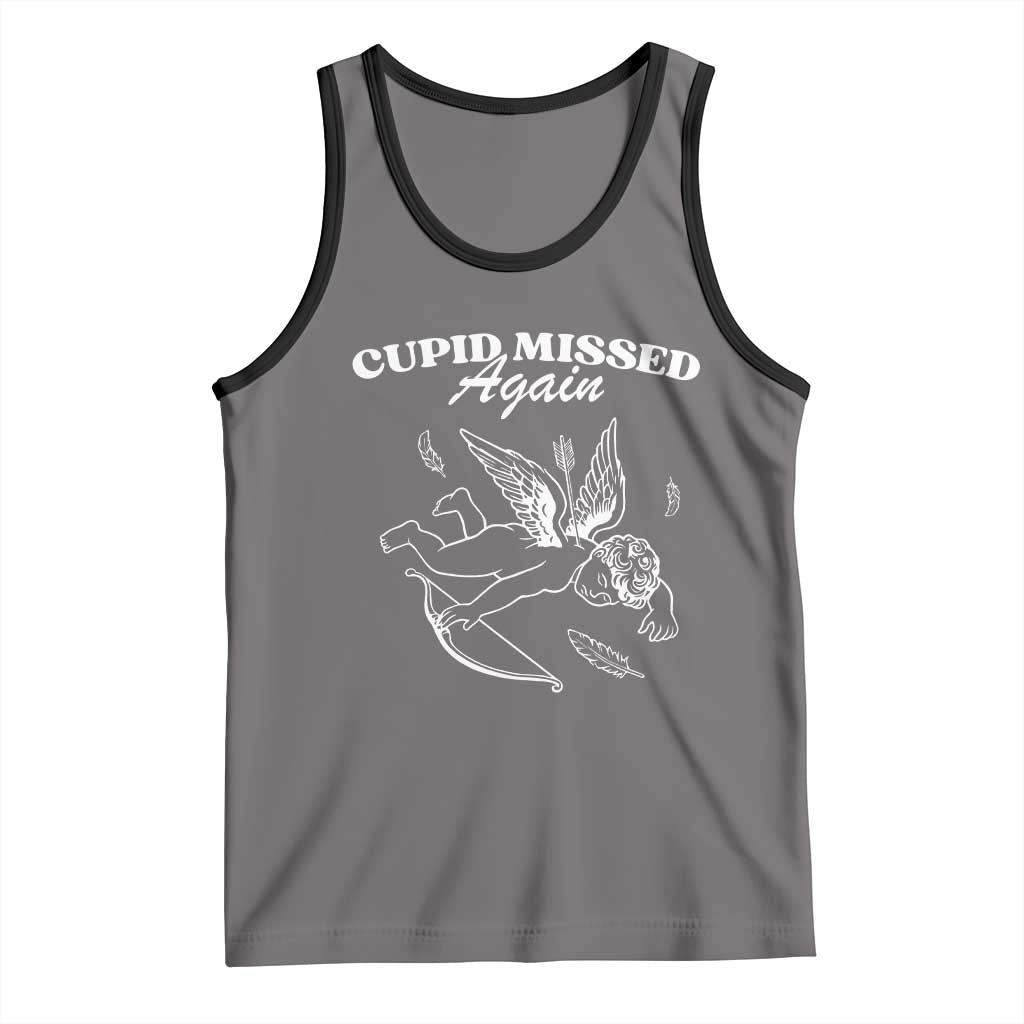 Funny Anti Valentine Tank Top Cupid Missed Again TS14 Deep Heather Black Print Your Wear