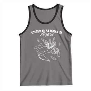 Funny Anti Valentine Tank Top Cupid Missed Again TS14 Deep Heather Black Print Your Wear