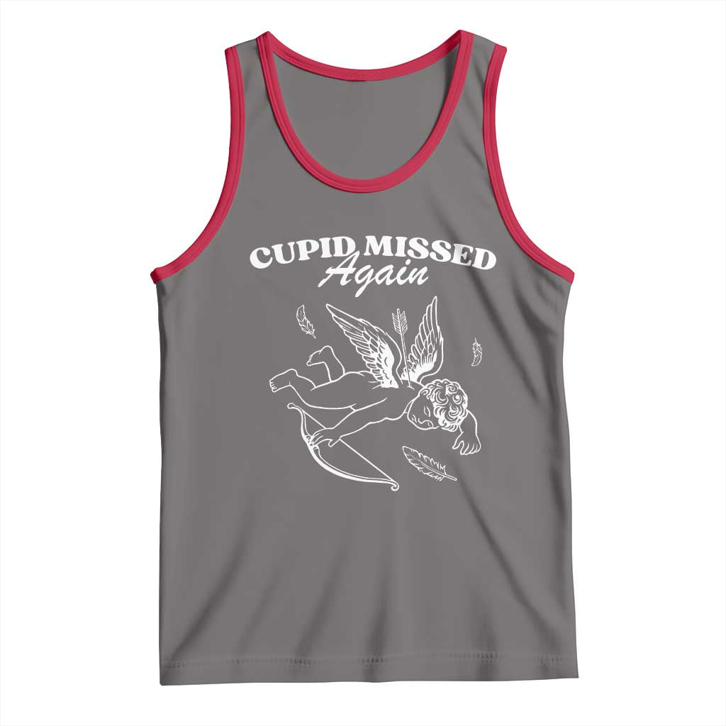 Funny Anti Valentine Tank Top Cupid Missed Again TS14 Deep Heather Red Print Your Wear