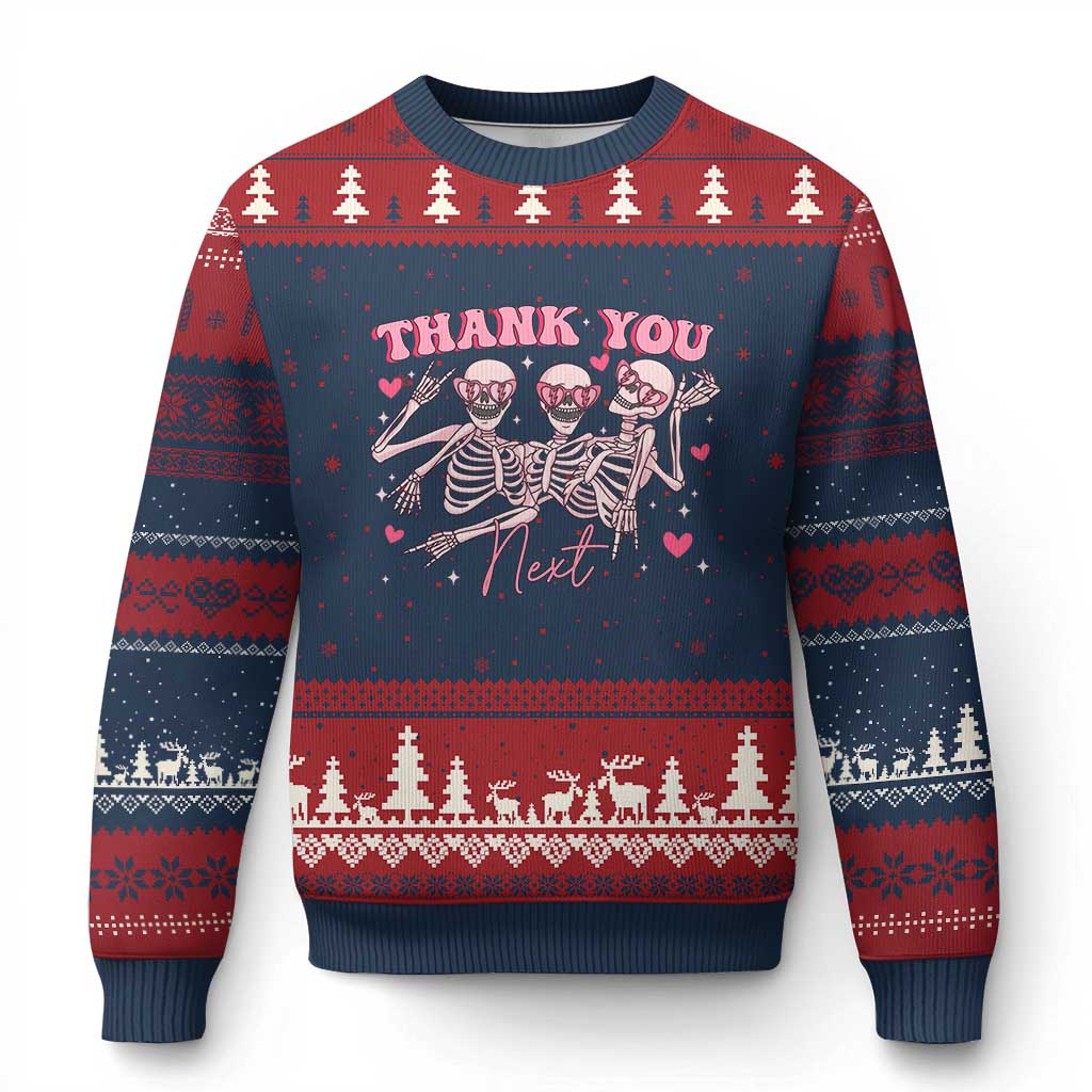 Funny Skeleton Anti Valentines Ugly Christmas Sweater TS14 Navy Red Print Your Wear