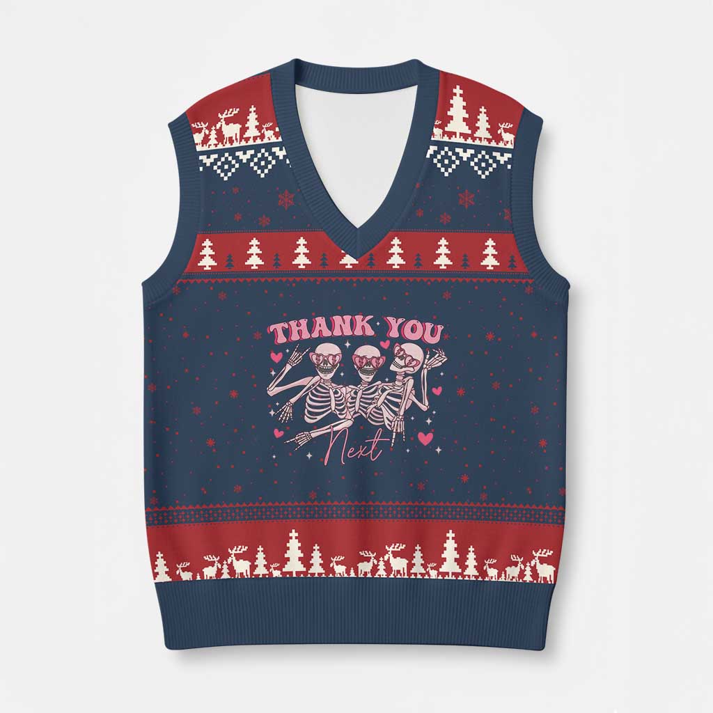Funny Skeleton Anti Valentines V-Neck Knit Sweater Vest TS14 Navy Red Print Your Wear